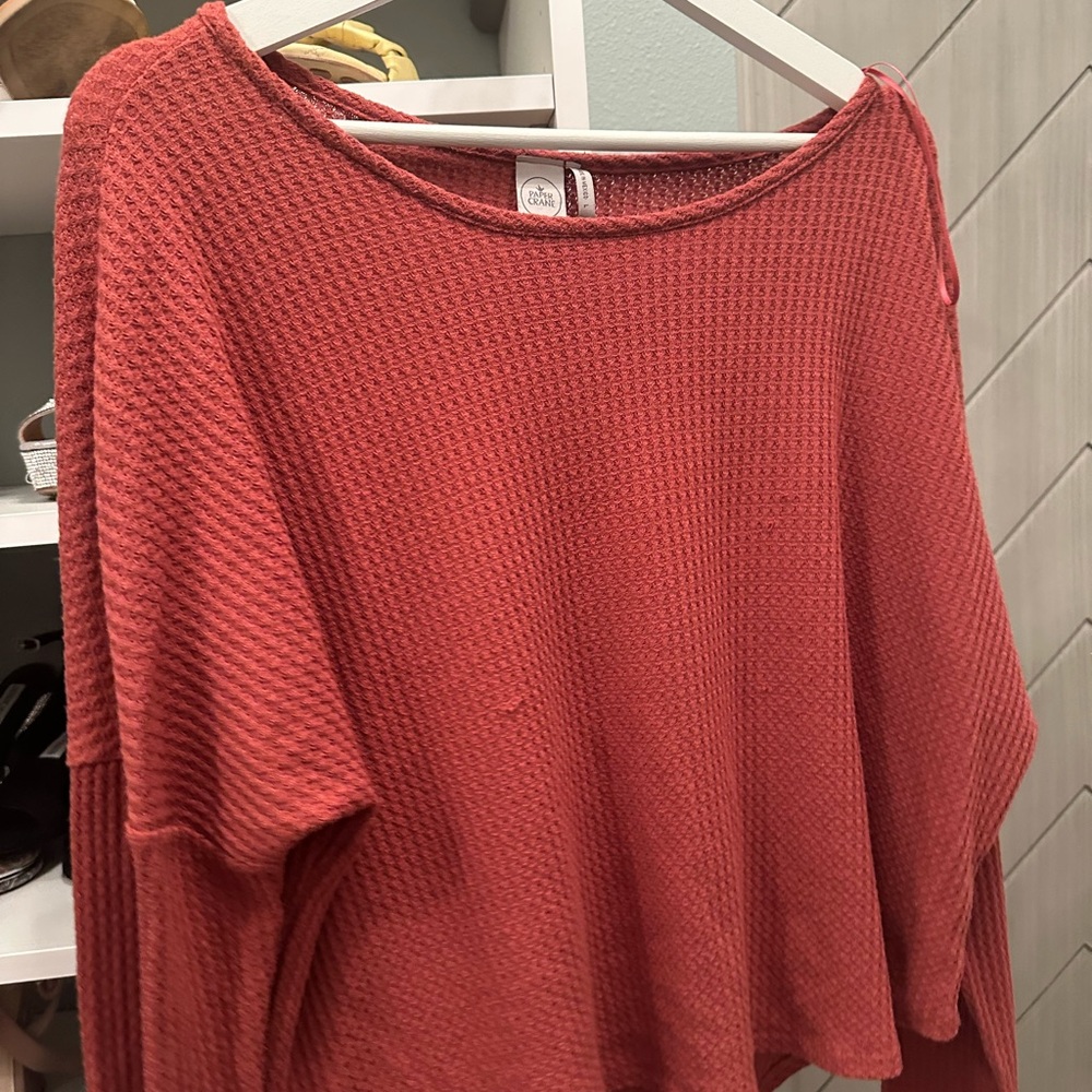Red Waffle Knit Sweater